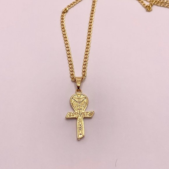 14K Yellow Gold filled Milgrain Religious Baptism - Picture 3 of 7